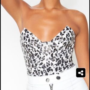 NEVER WORN Leopard Faux Strapless Bodysuit